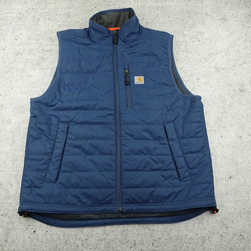 Carhartt Gilliam Vest Mens Large Blue Quilted Insulated Workwear 102286 Outdoor
